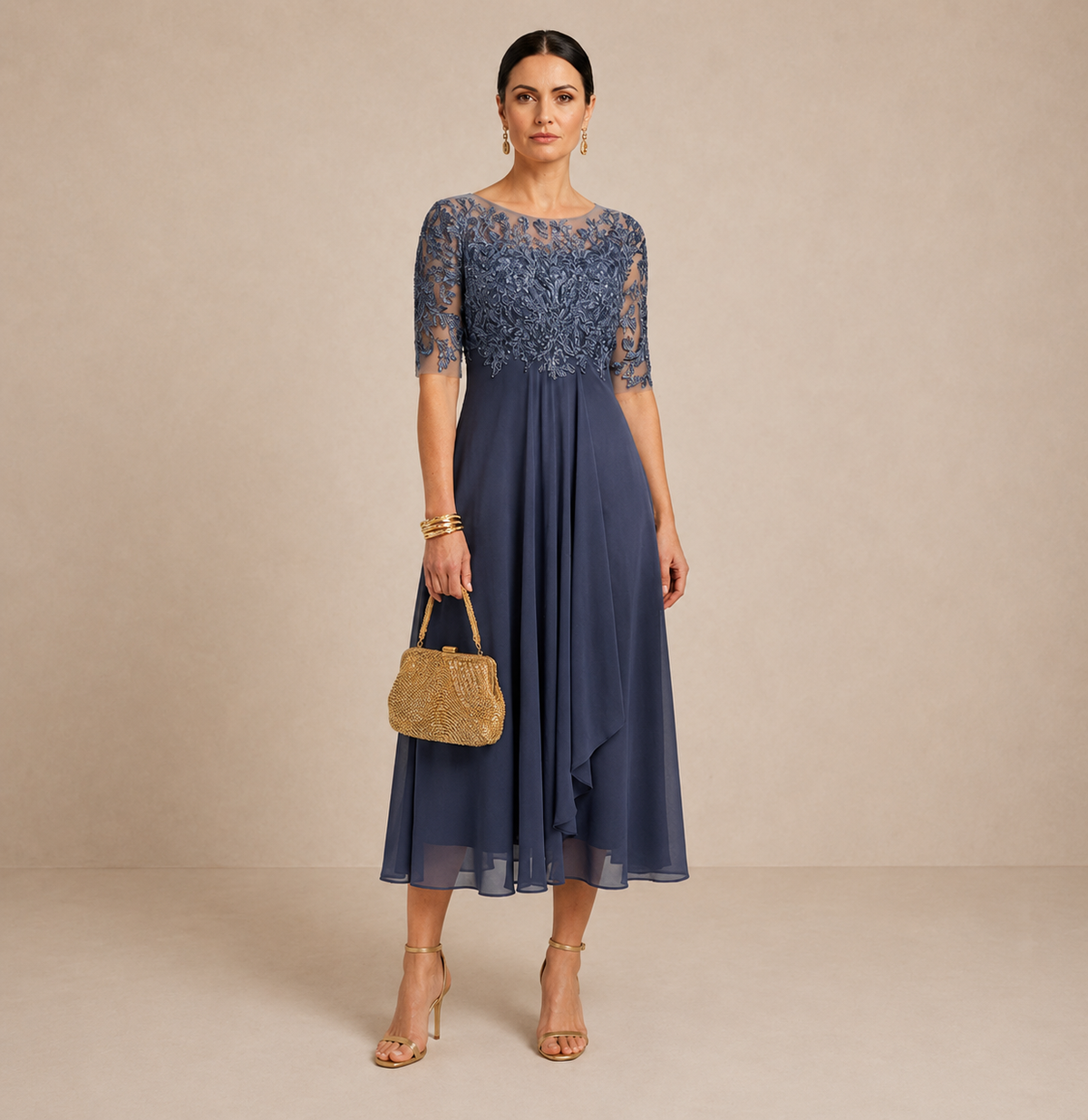 LIORA™ | Ruched Midi Dress