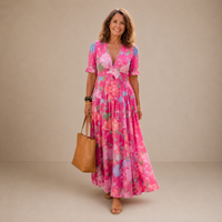 LIORA™ | Floral V-Neck Maxi Dress