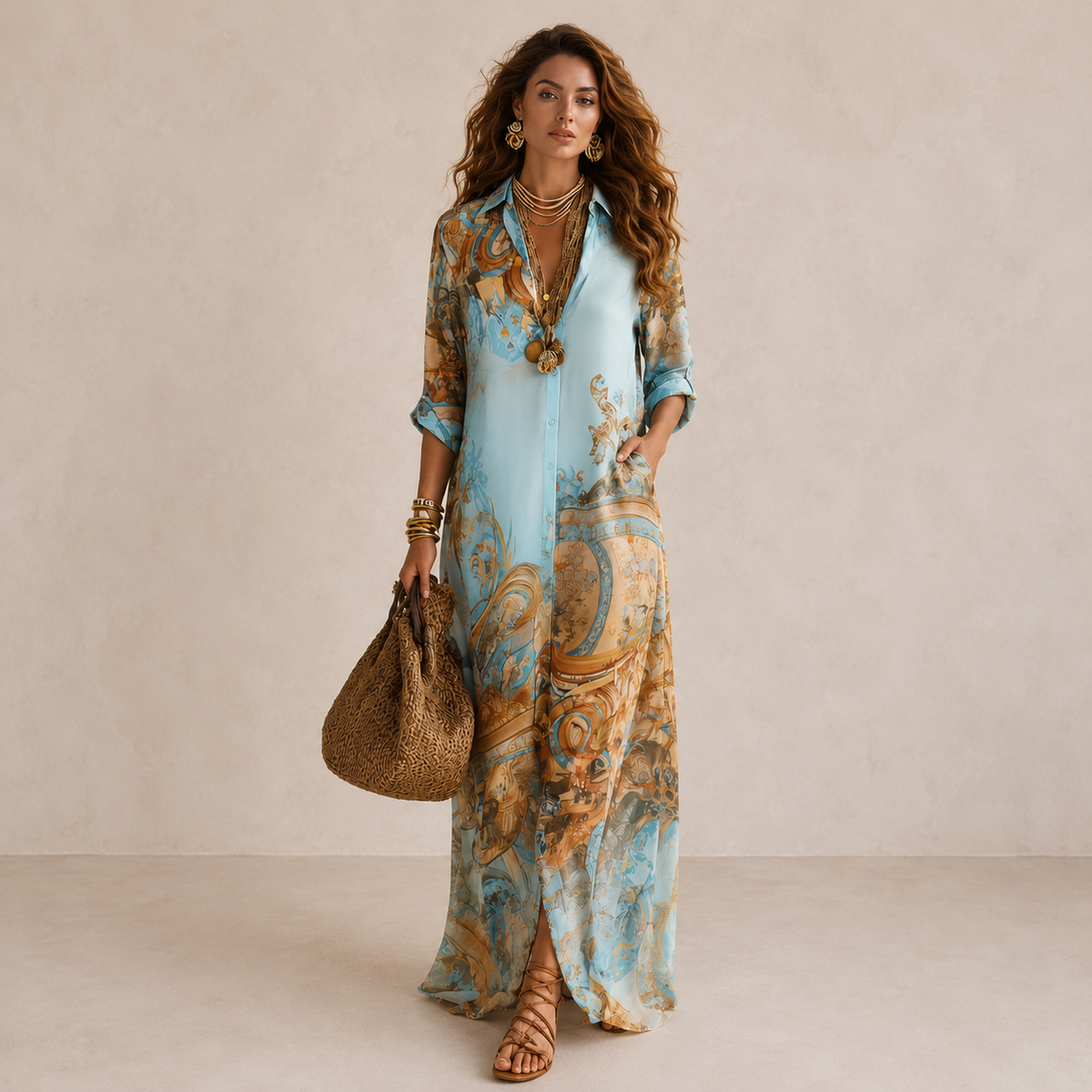 LIORA™ | Bohemian Paisley Maxi Dress