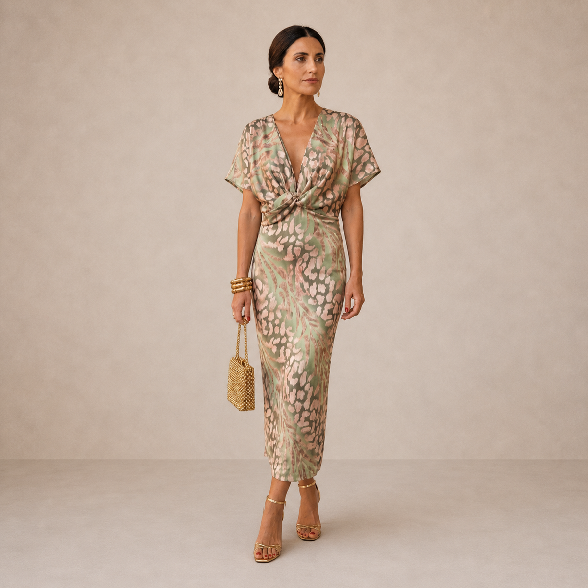 LIORA™ | Ruffle Sleeve Midi Dress