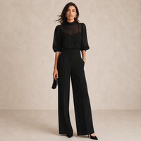Lenora | Sheer Blouse Three-Piece Trouser Set