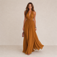 LIORA™ | Halter Chiffon Maxi Dress