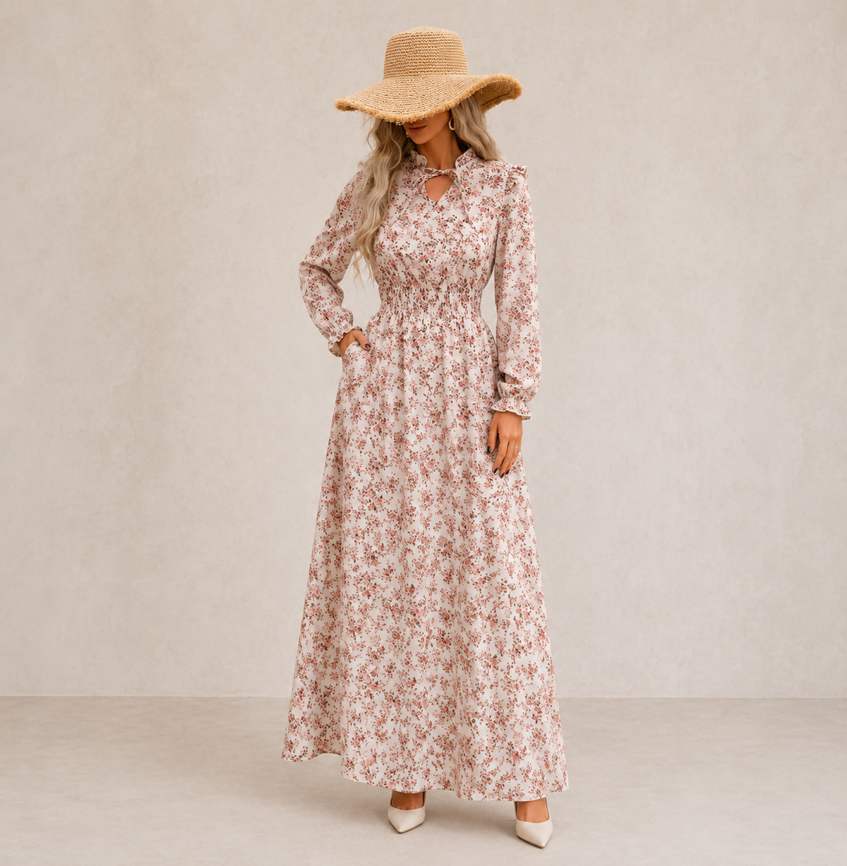 LIORA™ | Romantic Long-Sleeve Maxi Dress