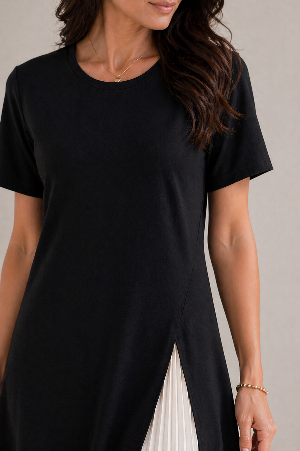 LIORA™ | Pleated Panel Midi Dress