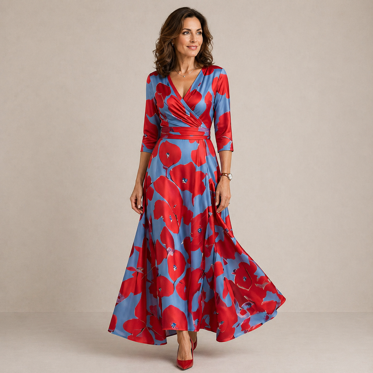 LIORA™ | Floral Wrap Maxi Dress