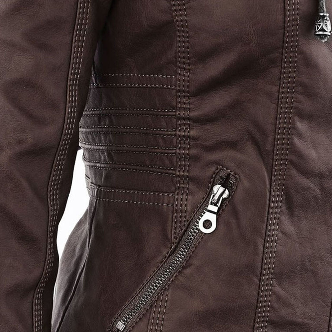 Cynthia | Hooded Zip-Pocket Biker Jacket