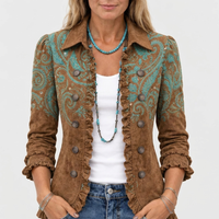 DULCIBELLA | OMBRE PAISLEY RUFFLE-TRIM JACKET