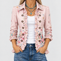 PERONEL | FLORAL RUFFLE-TRIM JACKET