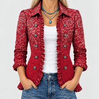 EGLANTINE | OMBRE BANDANA PRINT RUFFLE-TRIM JACKET
