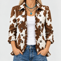 IDONEA | COW PRINT RUFFLE-TRIM JACKET