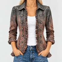 ROHESIA | OMBRE TEXTURED RUFFLE-TRIM JACKET