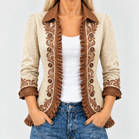 AMICIA | CONTRAST SCROLL-TRIM RUFFLE JACKET