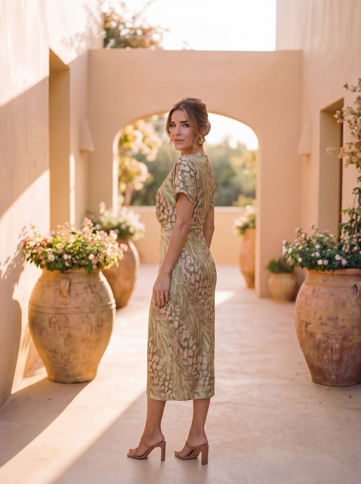 LIORA™ | Ruffle Sleeve Midi Dress
