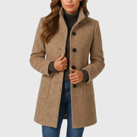 ANNORA | STAND-COLLAR BUTTON-FRONT COAT