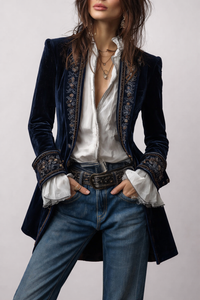Erica | Long Vintage Jacket with Embroidery