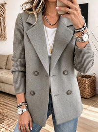 CLEMENTINA | DOUBLE-BREASTED BLAZER WITH KNIT SLEEVES