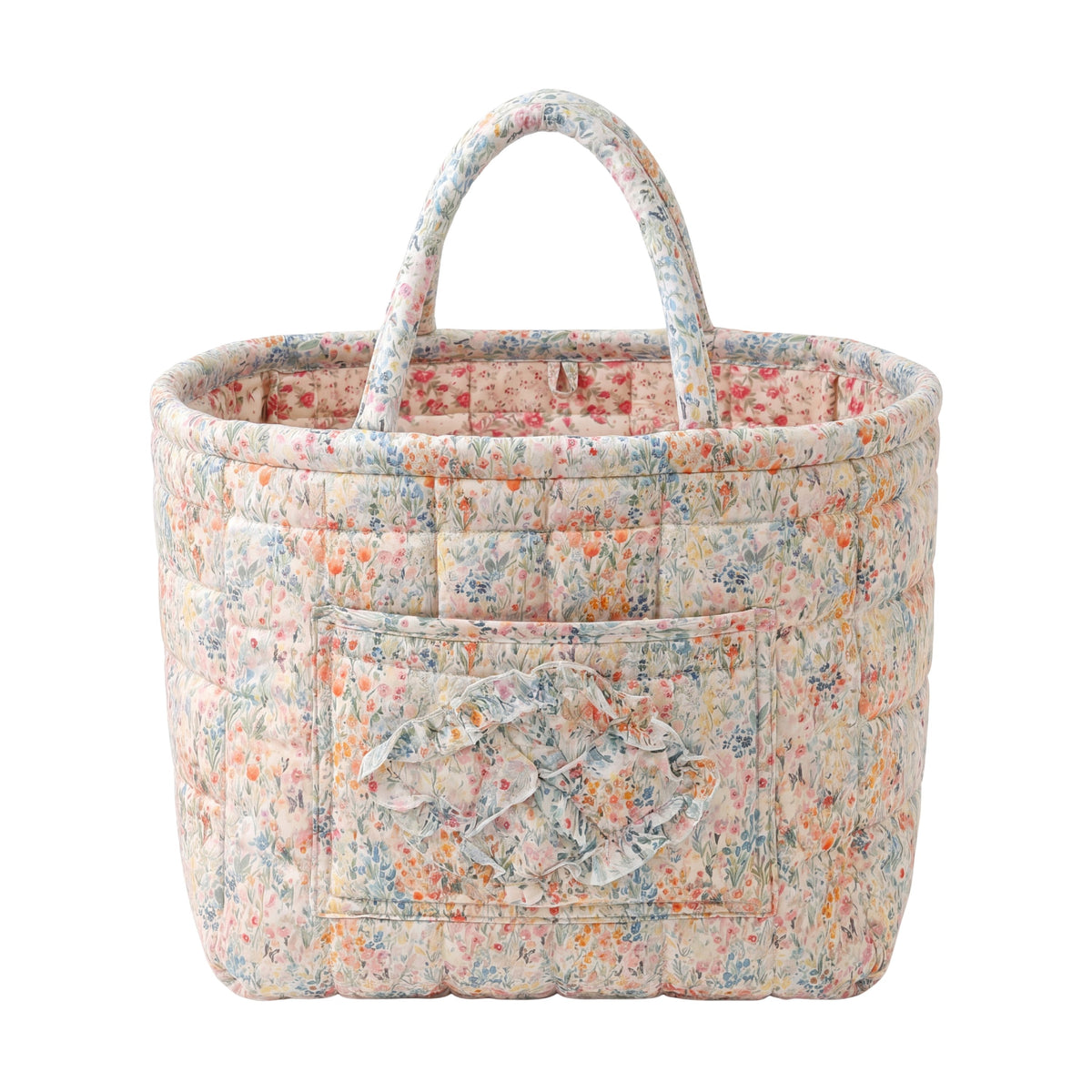 Florrie quilted everything basket in Garden Bloom, front view