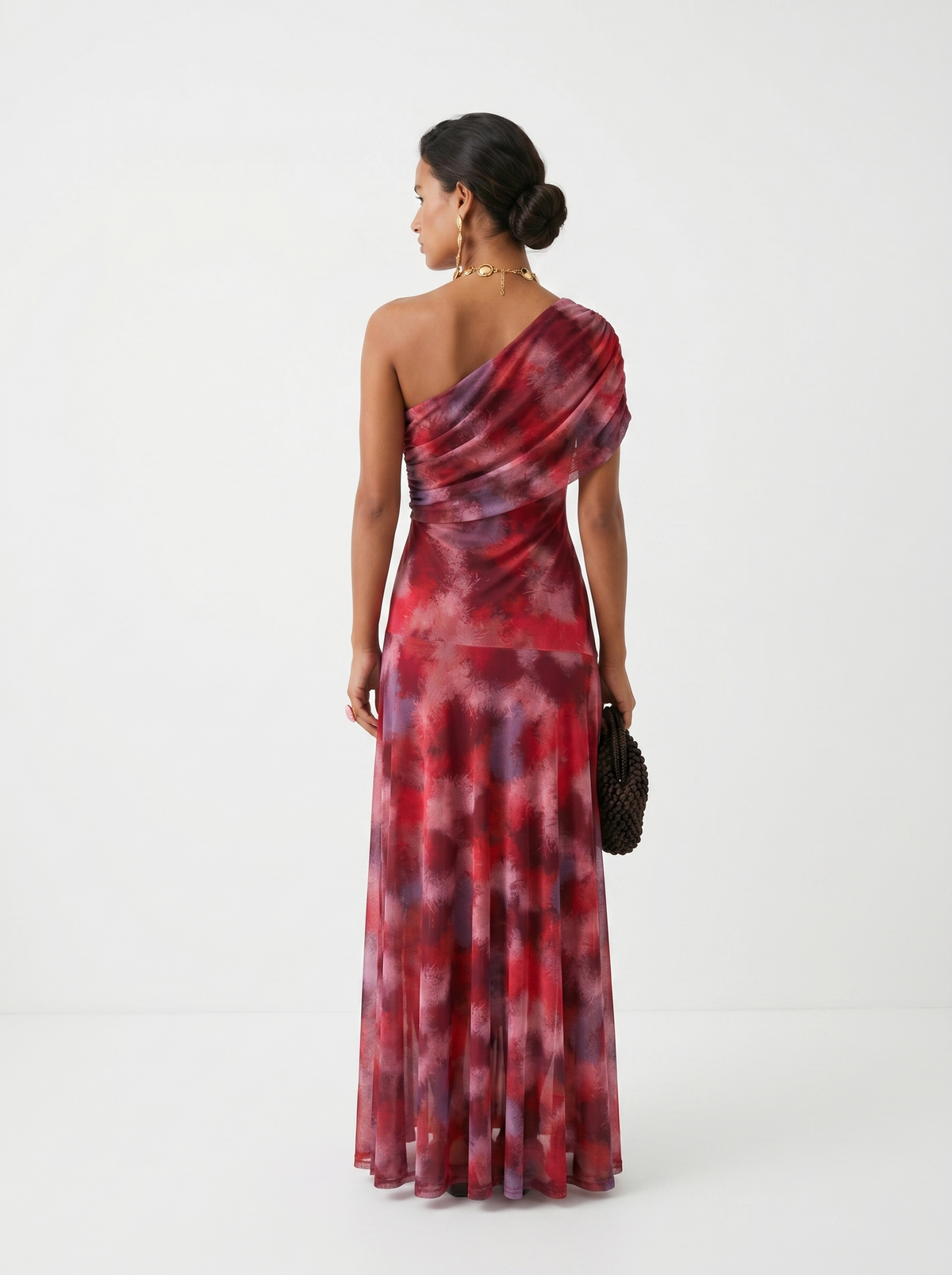 LIORA™ | One-Shoulder Print Maxi Dress