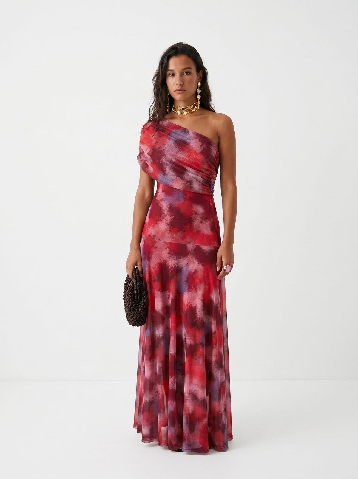 LIORA™ | One-Shoulder Print Maxi Dress