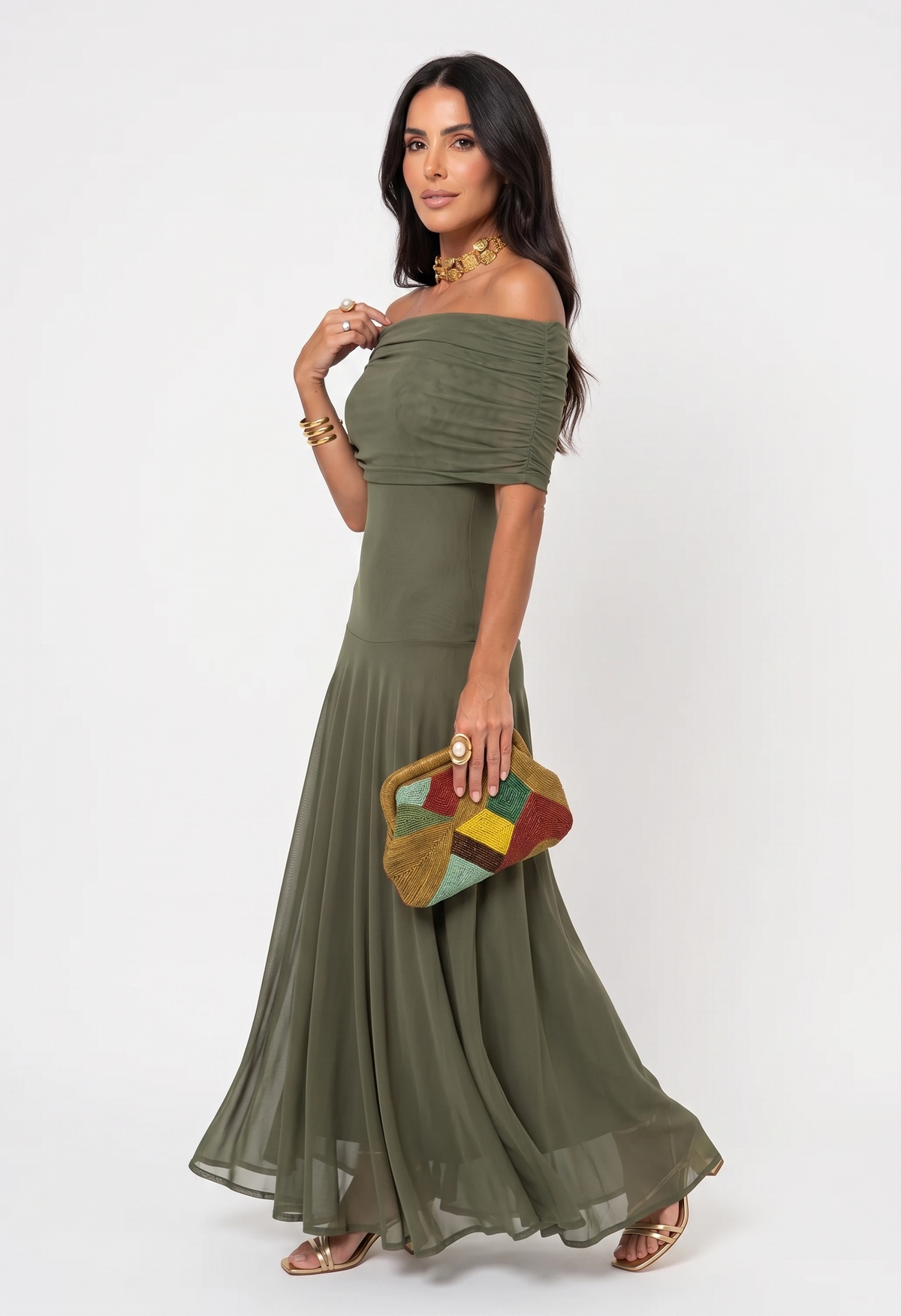 LIORA™ | One-Shoulder Print Maxi Dress