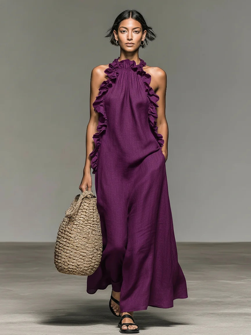 ALIETTE – FLOWY MAXI DRESS WITH RUFFLES AND POCKETS