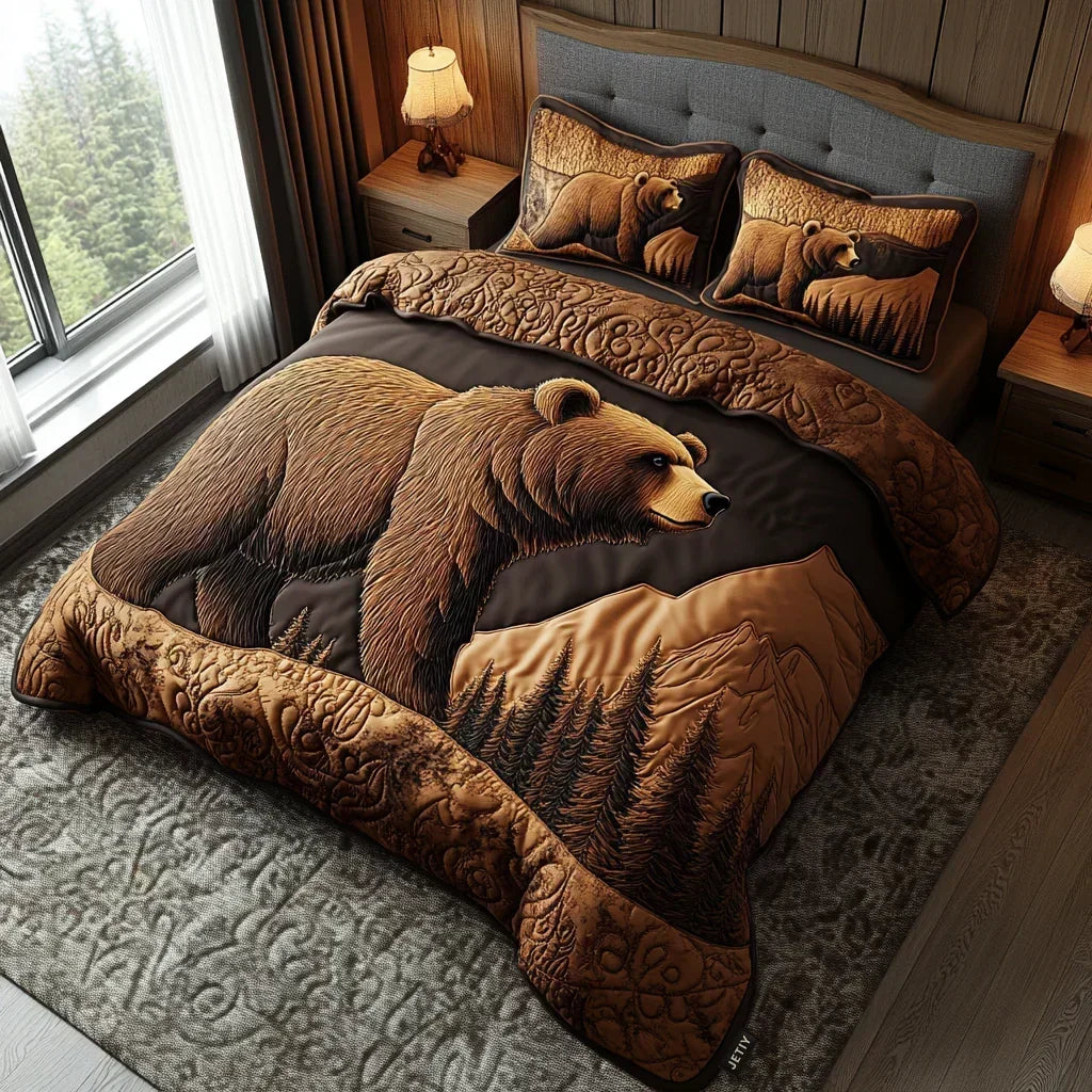 3-Piece Quilted Bedding Set – Woodland Animals