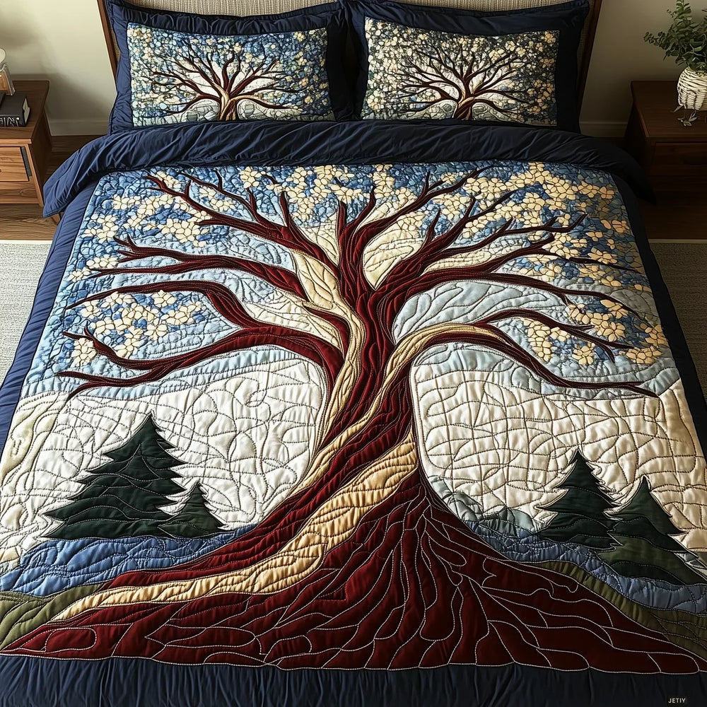 3-Piece Quilted Bedding Set – Woodland Harmony