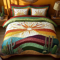 3-Piece Quilted Bedding Set – Sunset Over the Cacti