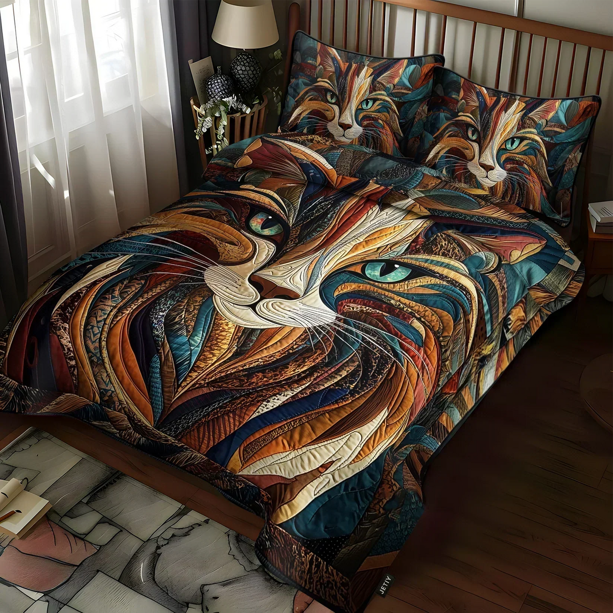 3-Piece Quilted Bedding Set – Sweet Purrs