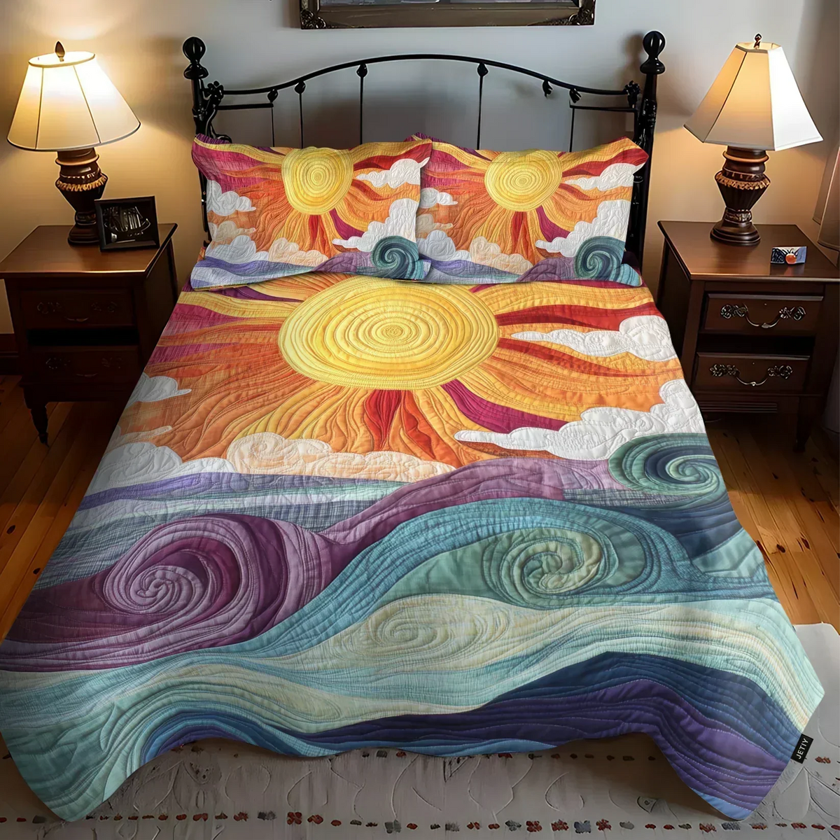 3-Piece Quilted Bedding Set – Solar Enchantment