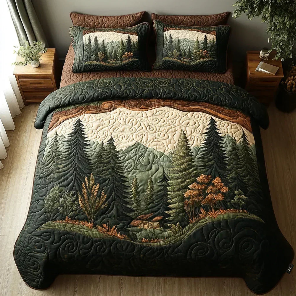 3-Piece Quilted Bedding Set – Woodland Walk