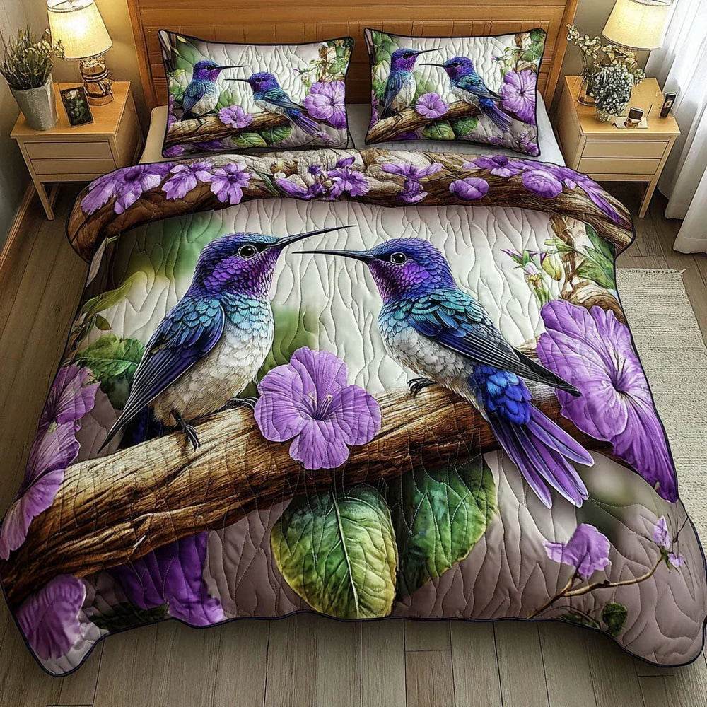 3-Piece Quilted Bedding Set – Bird Sanctuary