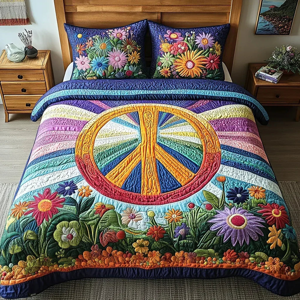 3-Piece Quilted Bedding Set – Tie-Dye Dreams