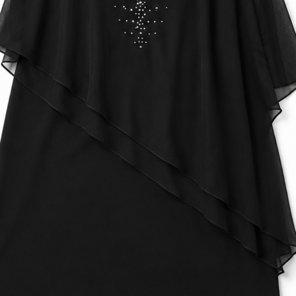 JESSAMY | EMBELLISHED V-NECK OVERLAY DRESS