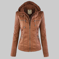 Cynthia | Hooded Zip-Pocket Biker Jacket