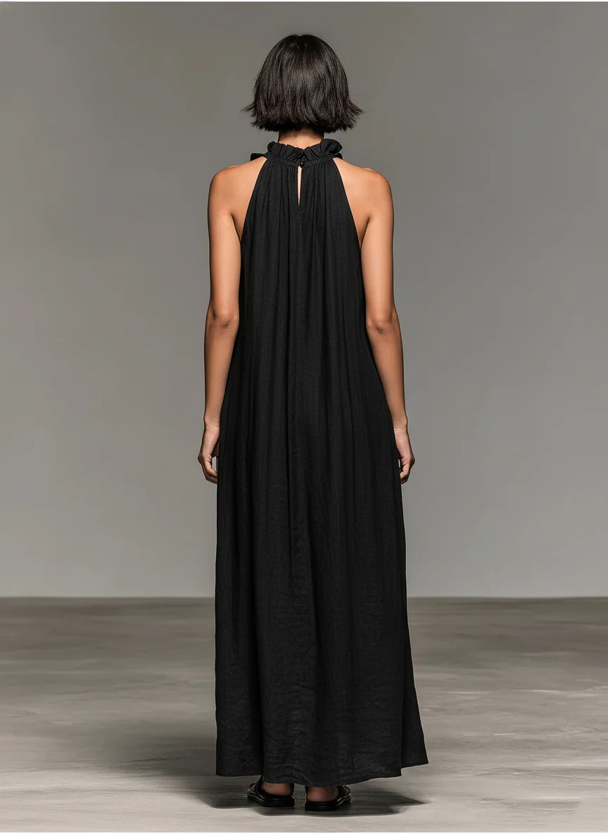 ALIETTE – FLOWY MAXI DRESS WITH RUFFLES AND POCKETS