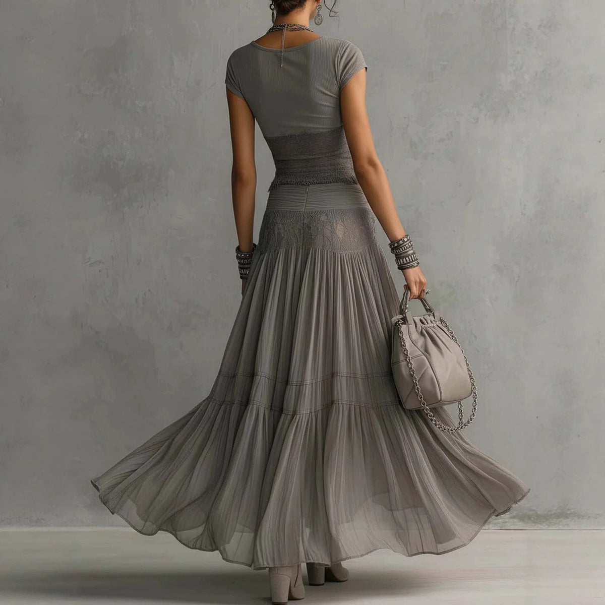 BEATRICE | LACE TOP AND PLEATED SKIRT SET