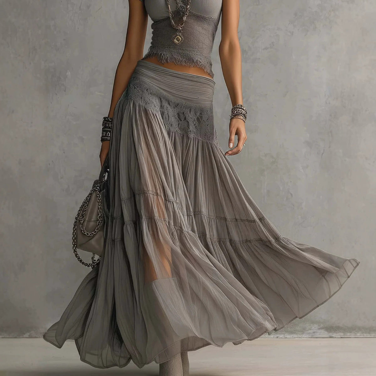 BEATRICE | LACE TOP AND PLEATED SKIRT SET