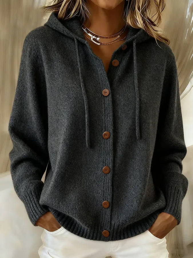 BEGOÑA | HOODED BUTTON-UP CARDIGAN
