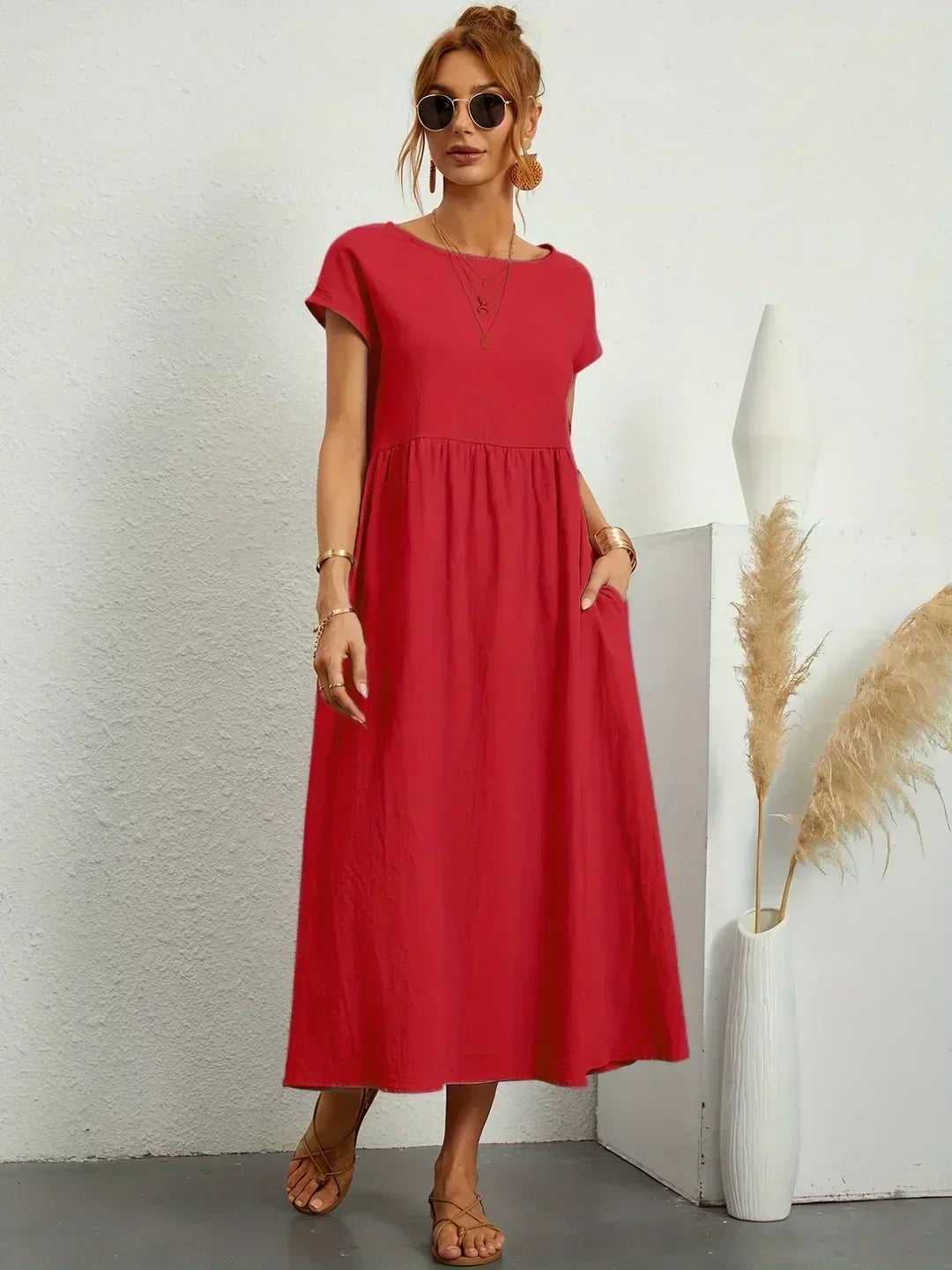 LIORA™ | Breathable White Midi Dress