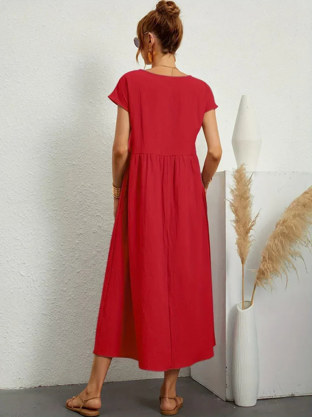 LIORA™ | Breathable White Midi Dress
