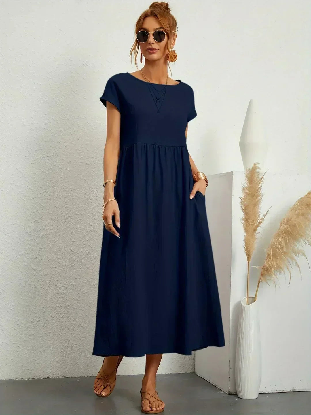 LIORA™ | Breathable White Midi Dress
