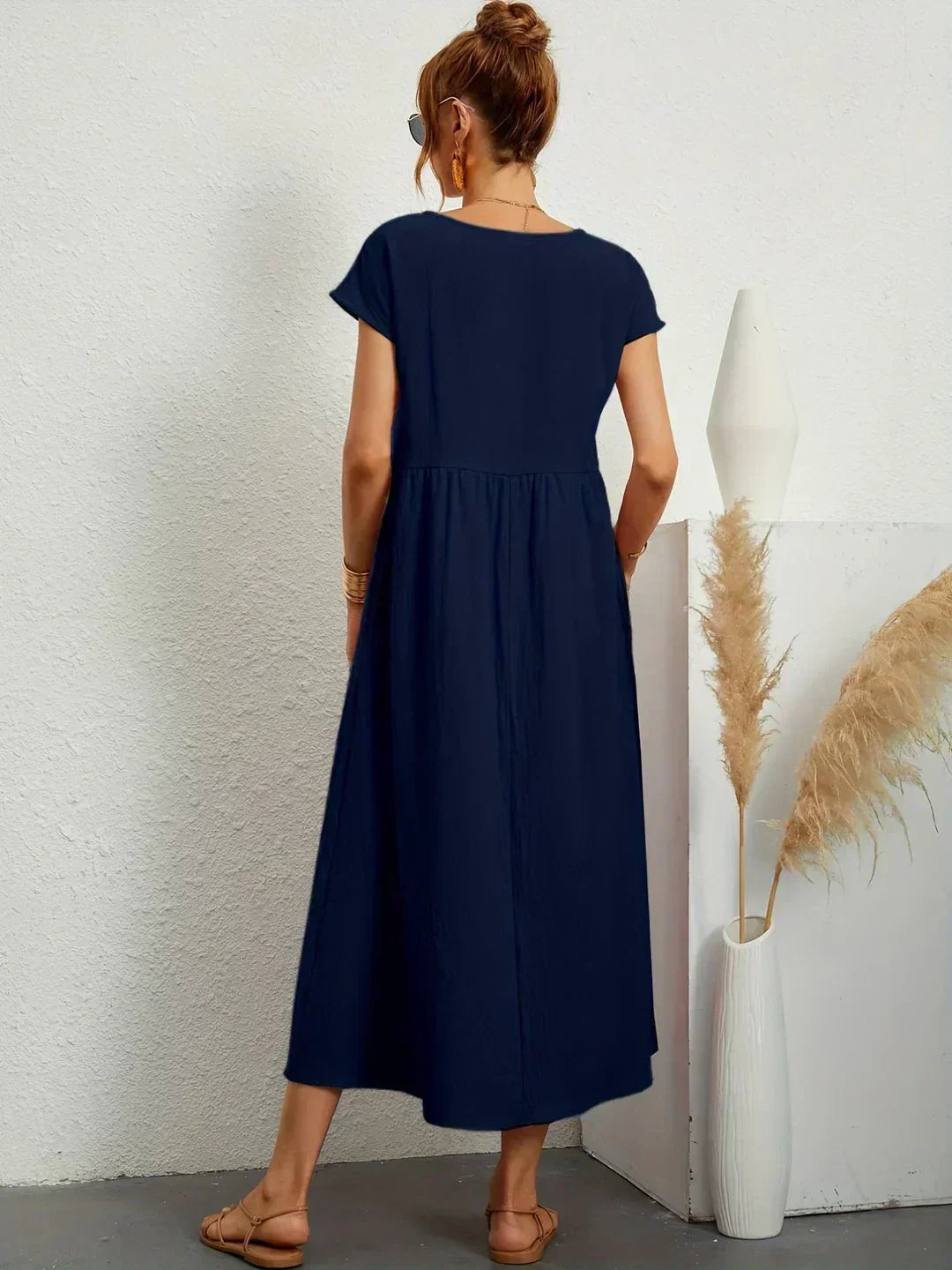 LIORA™ | Breathable White Midi Dress