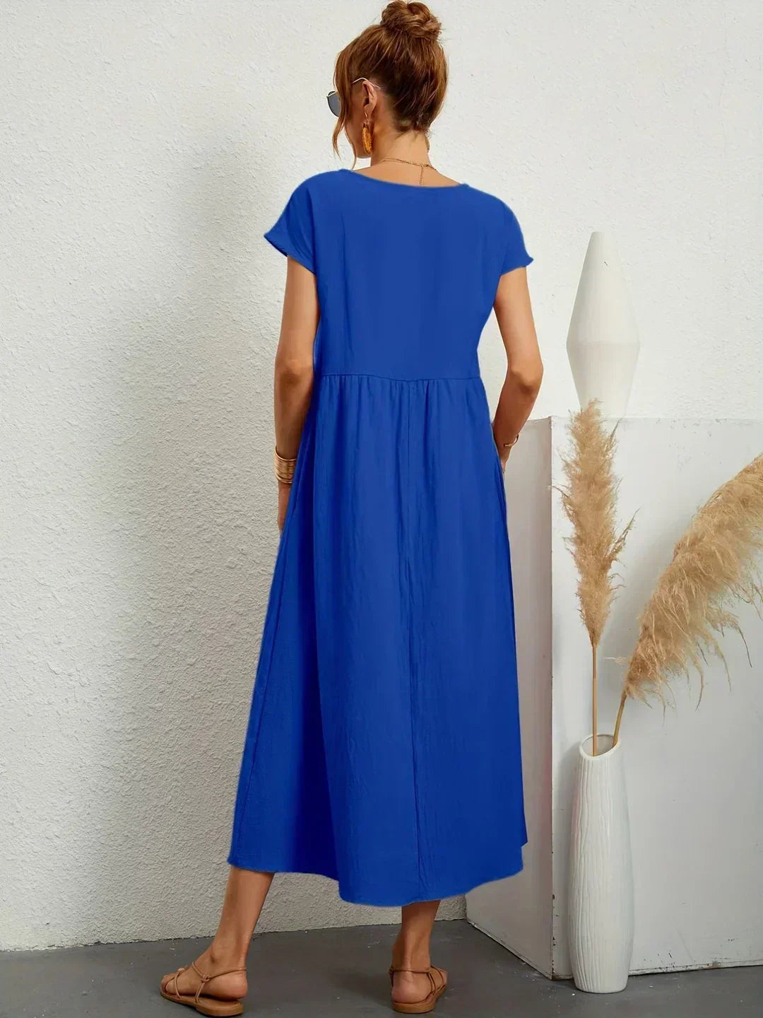LIORA™ | Breathable White Midi Dress