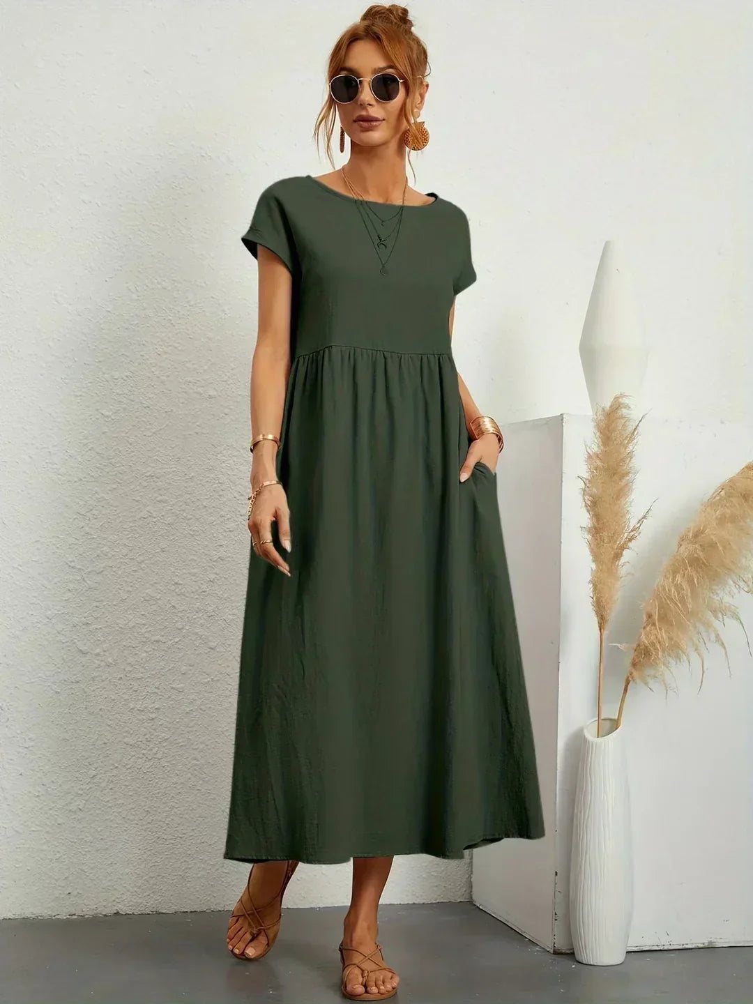 LIORA™ | Breathable White Midi Dress