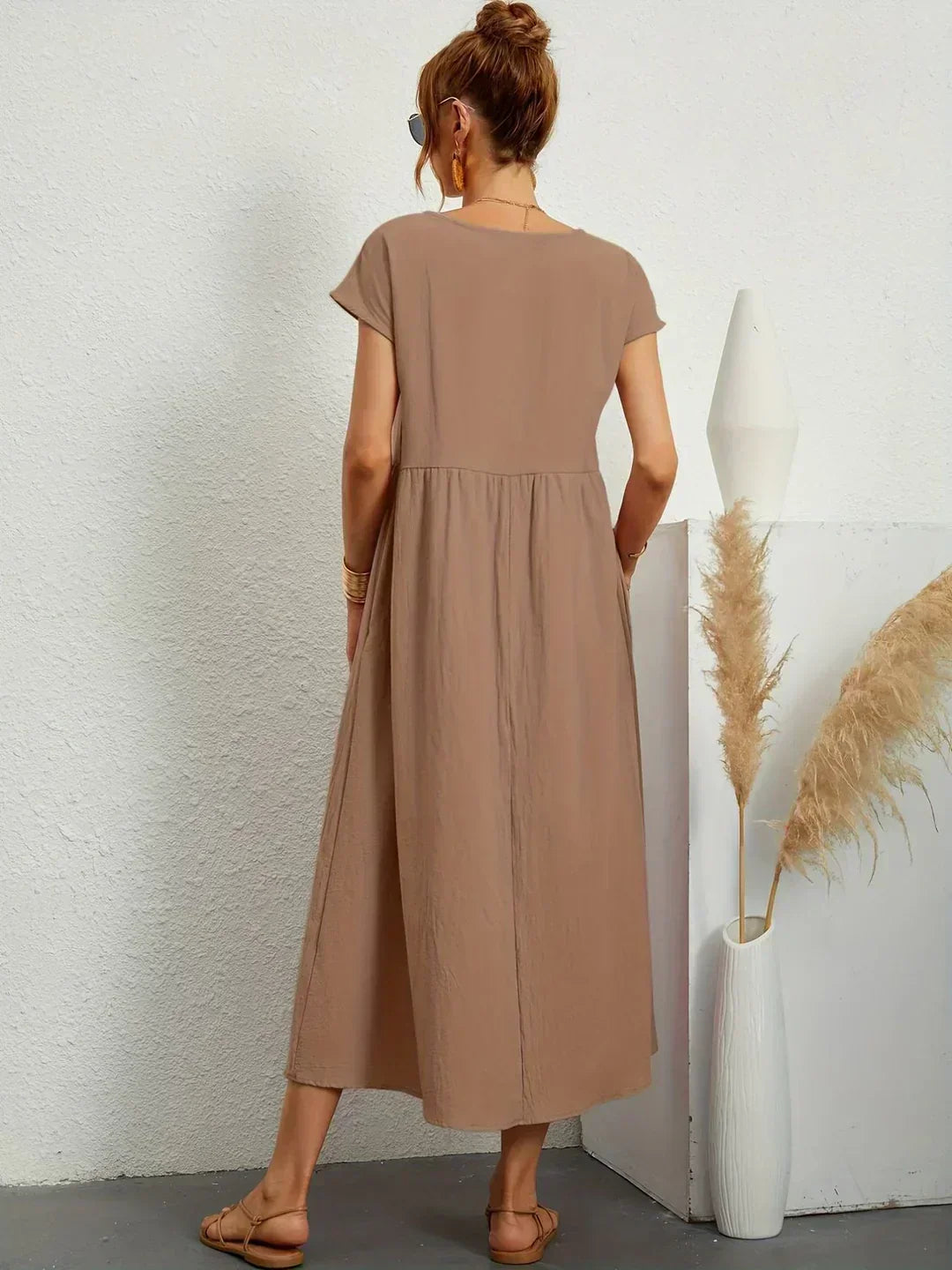 LIORA™ | Breathable White Midi Dress