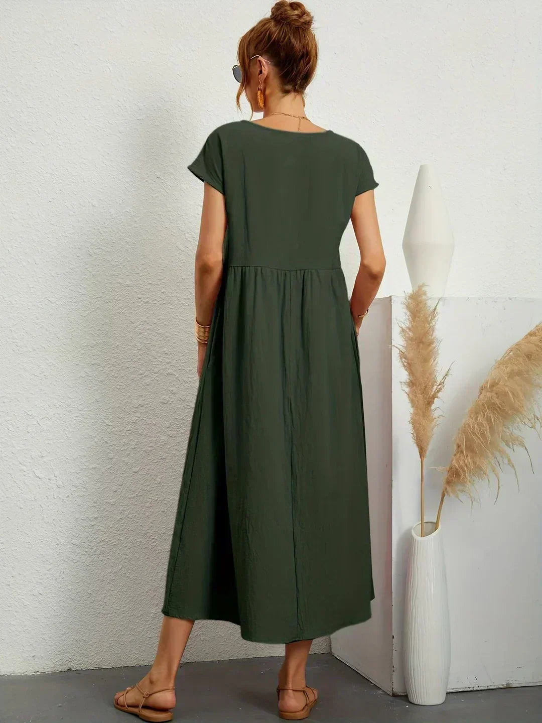 LIORA™ | Breathable White Midi Dress