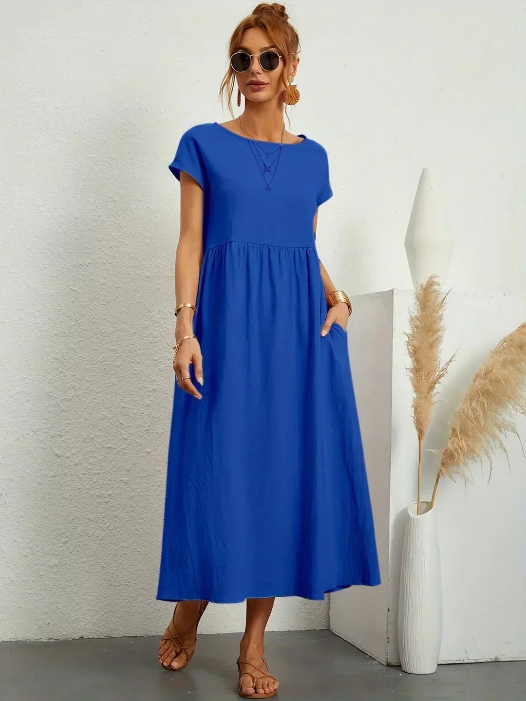 LIORA™ | Breathable White Midi Dress
