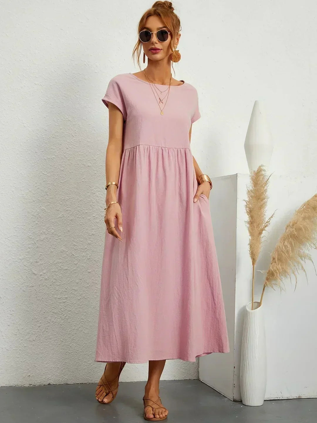 LIORA™ | Breathable White Midi Dress
