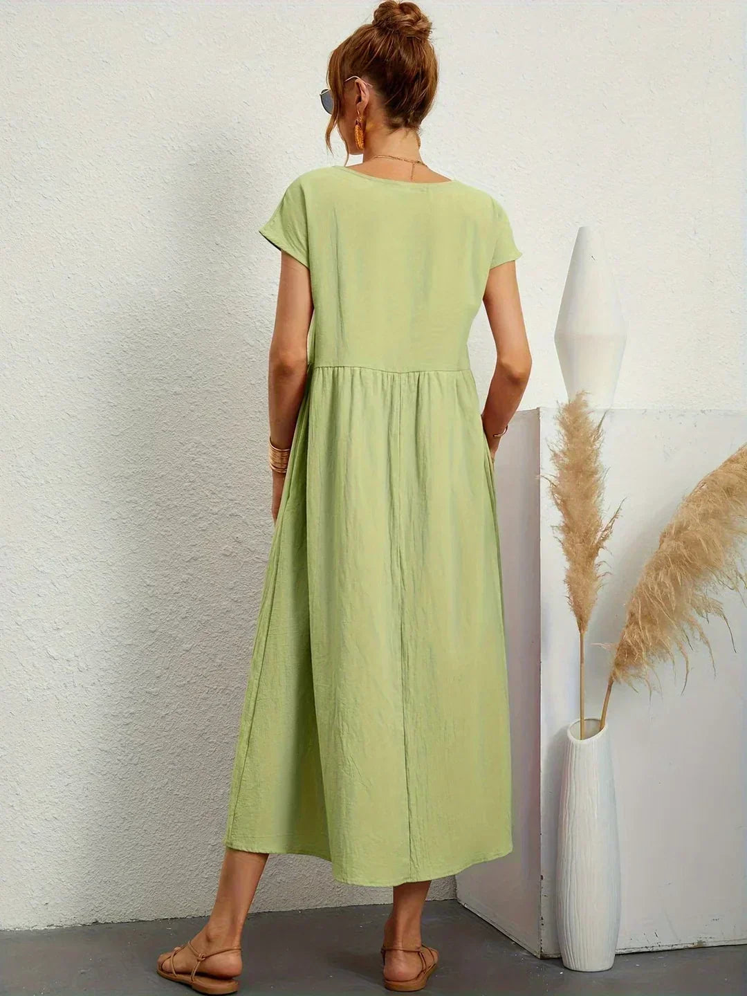 LIORA™ | Breathable White Midi Dress